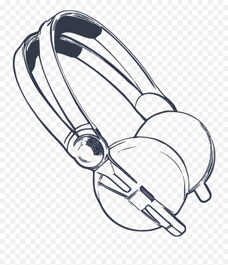 Drawn Listening Headset Earphones - Headphone Drawing Png Emoji,Microphone Girl Hand Notes Emoji