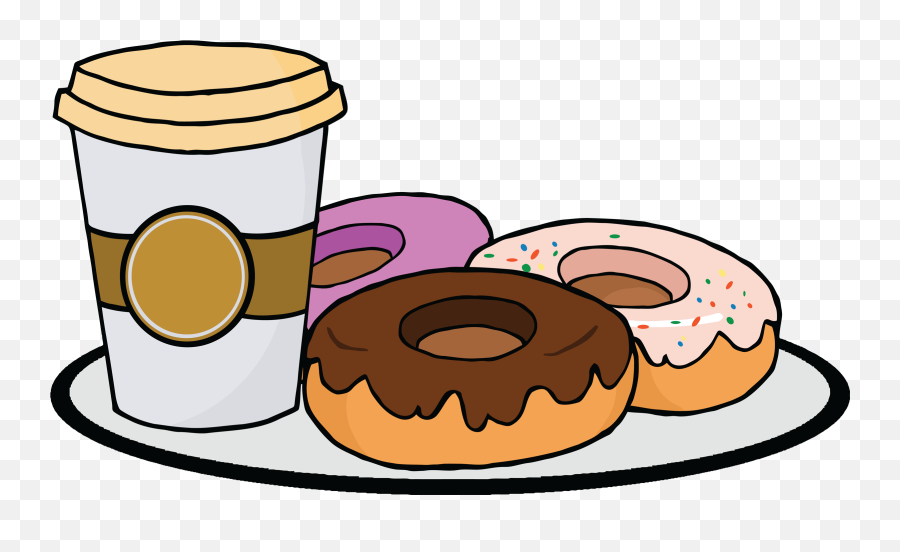 Clear Background Coffee And Donuts Clipart - Clip Art Coffee And Donuts Emoji,Doughnut Emoji