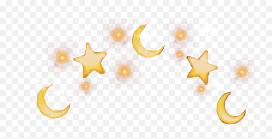 Moon Yellow Star Stars Emoji Kawaii Cute Crown Shine - Aesthetic Png,Emoji Star
