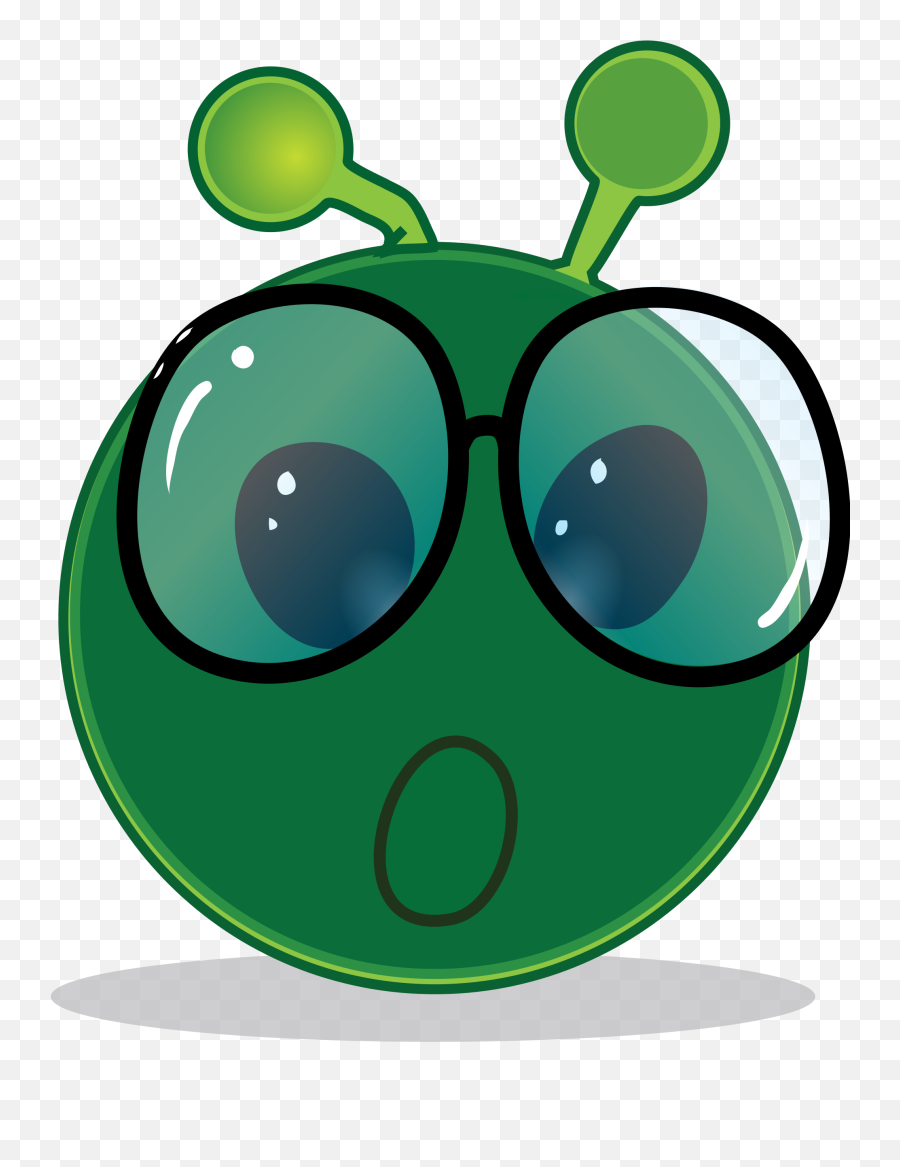 Smiley Green Alien Geek Oh - Alien Smiley Emoji,Good Luck Emoticon
