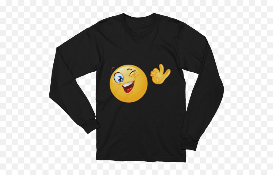 Download Unisex Cute Winking Emoji Long Sleeve T - Shirt Kyrie Irving Black Women Are Dope Shirt,Winking Emoji Transparent