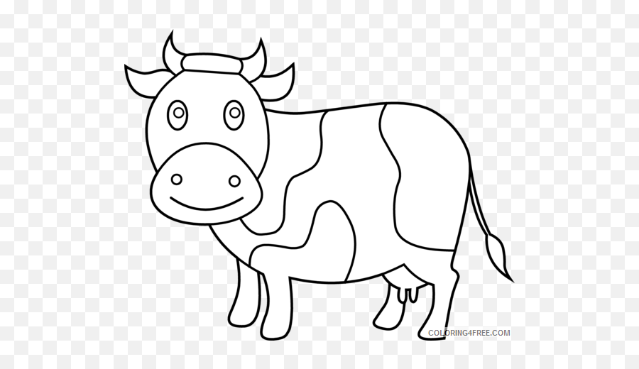 Black And White Cow Coloring Pages Cow For Kids Printable - Clipart Black And White Picture Of Cow Emoji,Cow And Man Emoji