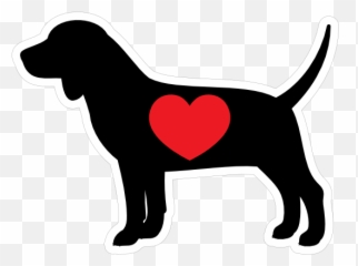I Love My Beagle Silhouette With Heart - Dog Emoji,Guess The Emoji Dog And Bone