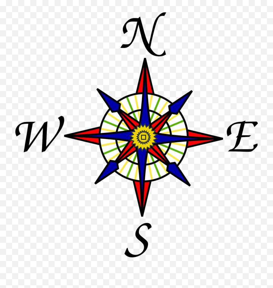 Compass Map Direction North South - Clip Art Compass Rose Emoji,Square And Compass Emoji