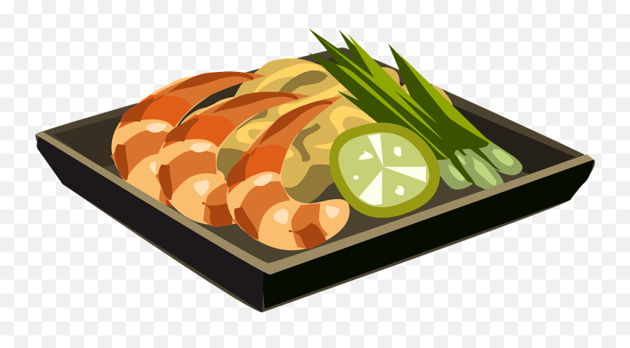 Food Plate Fish Vegetable Prawns - Clipart Png Plate With Food Emoji,Sushi Roll Emoji