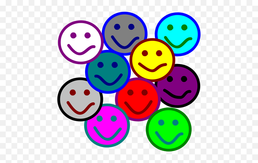Vector Drawing Of Colorful Smileys Selection - Smile At People Clipart Emoji,Emoticons