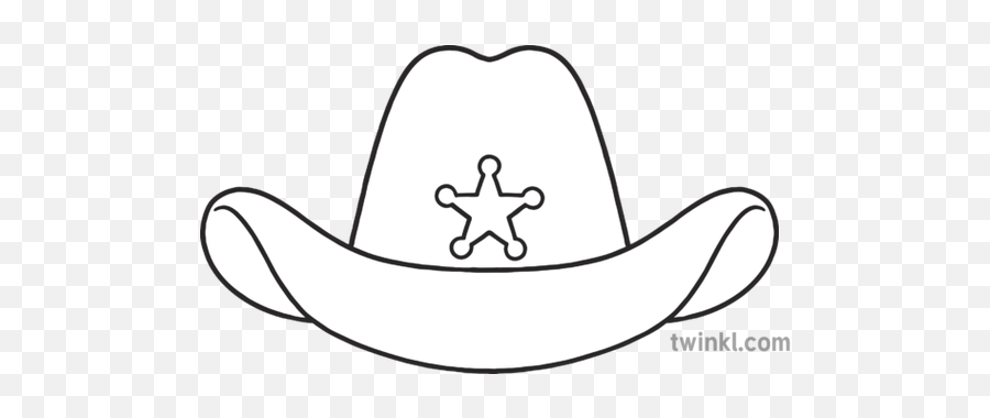 Emoji Cowboy Hat Eyfs Black And White Rgb Illustration - Line Art,Emoji Hat