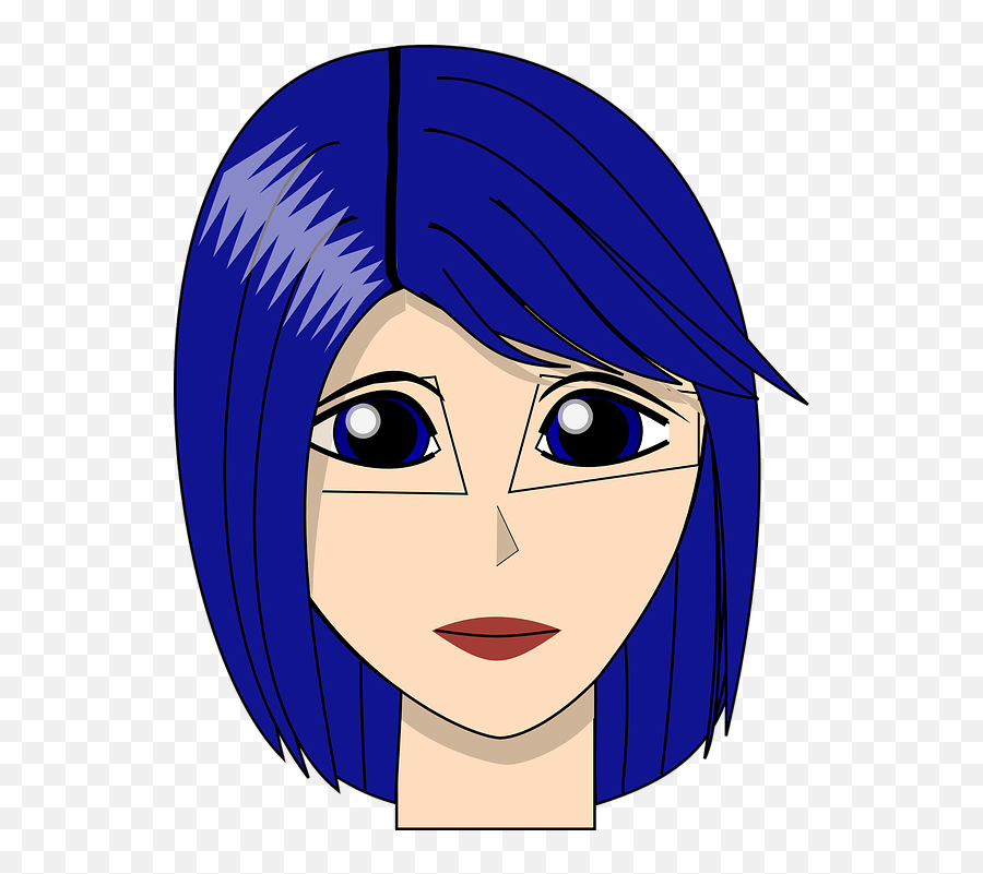 Free Blue Eyes Eyes Vectors - Girl With Blue Hair Cartoon Emoji,Bowing Emoticon