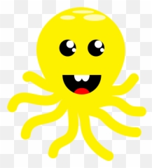 Smiley Invertebrate Line Clipart - Octopus Yellow Clip Art Emoji,Squiggly Mouth Emoji