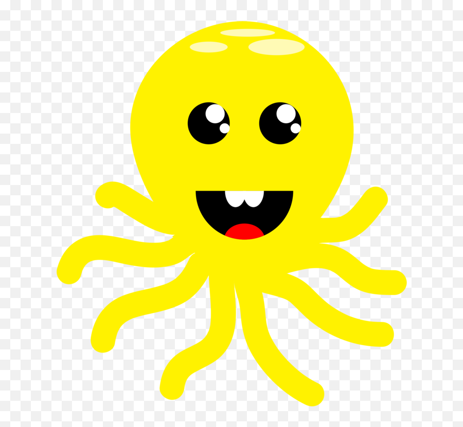 Smiley Invertebrate Line Clipart - Octopus Yellow Clip Art Emoji,Squiggly Mouth Emoji