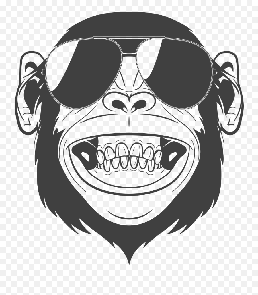 Download Orangutan Headphones Monkey Chimpanzee Laughing Png - Funny Monkey Clipart Black And White Emoji,Monkey Emoticon Facebook
