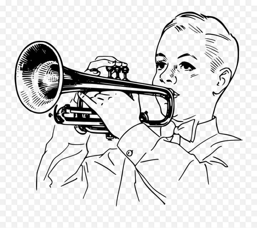 Free Orchestra Music Illustrations - Blowing Trumpet Clipart Black And White Emoji,Whistle Emoticon