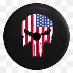 Jeep Wrangler Jl Backup Camera Day Tattered American - Punisher Flag Logo Png Emoji
