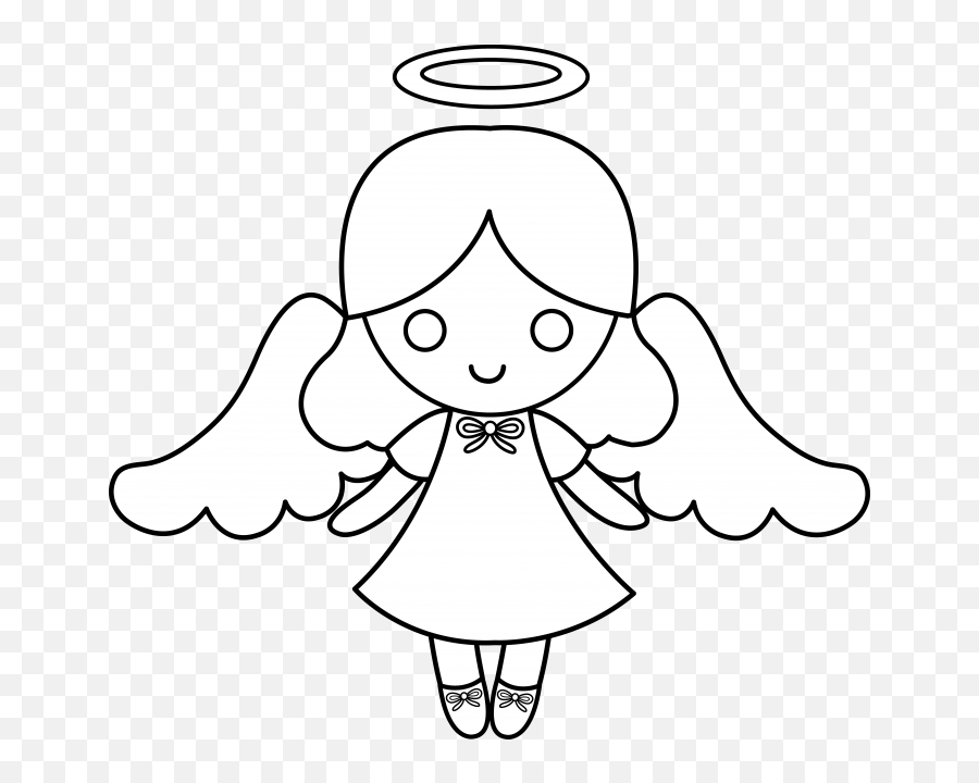Angel Emoji Black And White Png Transparent Images U2013 Free - Little Angel Black And White,Emoji Black And White