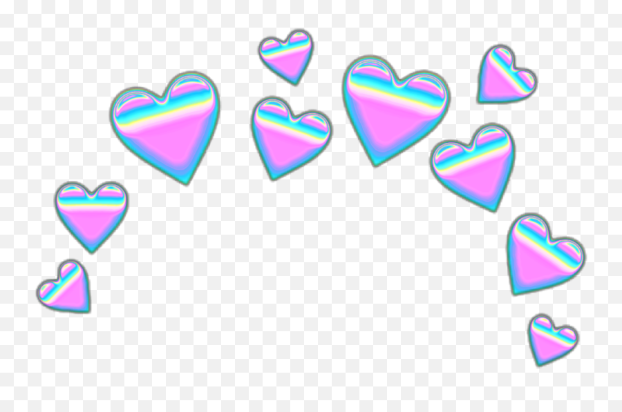 Pastel Emoji Holographic Hearts Crown - Transparent Purple Heart Emoji,Pastel Emoji