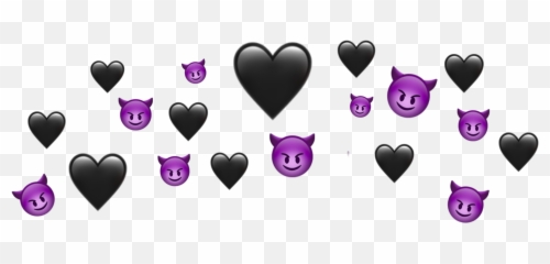Emoji Devil Heart Blackheart Crown - Png