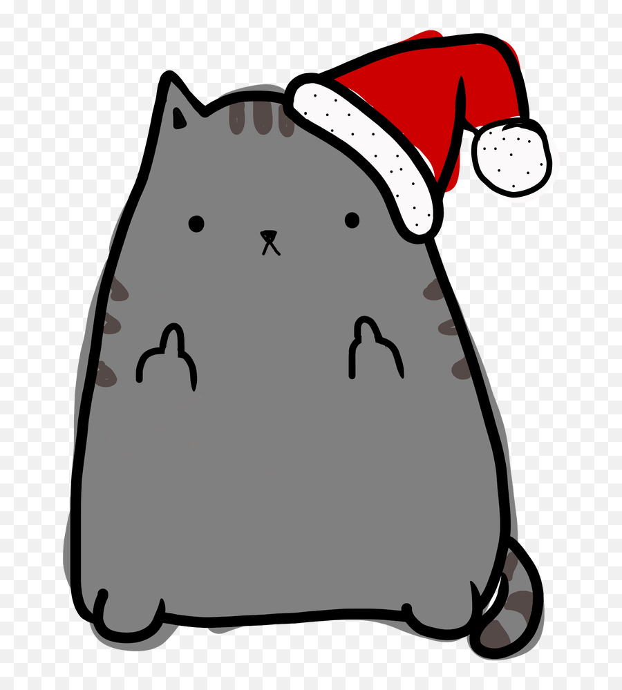 Christmas Cat Drawing Free Download On Clipartmag - Sad Christmas Cat Drawing Emoji,Pusheen The Cat Emoji