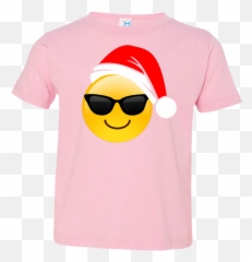 Download Hd Emoji Christmas Shirt Cool Sunglasses Santa Hat - Polo Shirt,Magnet Emoji