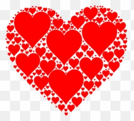 Vector Drawing Of Shiny Red Heart Made Out Many Small - Love Hearts Emoji