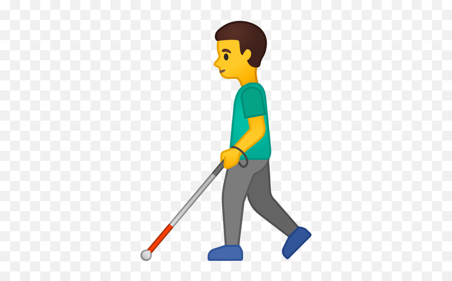 Man With Probing Cane Emoji - Walking Emoji Png,Blind Emoji