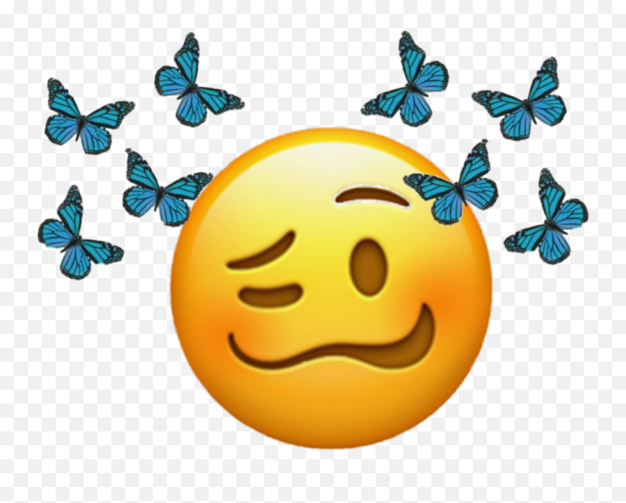 Butterfly Ehhh Bluebutterfly Blue Sticker By Clairee - Happy Emoji,Blue Butterfly Emoji