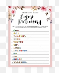 Emoji Pictionary For Girl Baby Shower Printable - Free Printable Baby Shower Emoji Game,Emoji Dictionary