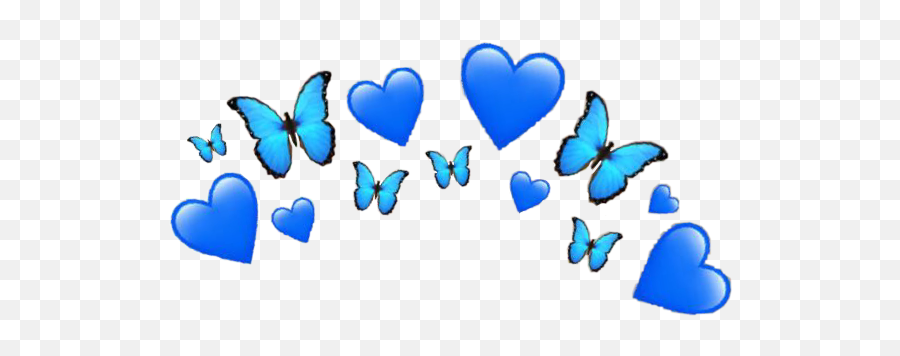 Blue Heart Butterfly Emoji Crown Hearts Butterflies Bla - Blue Heart Emoji Crown,Butterfly Emoji