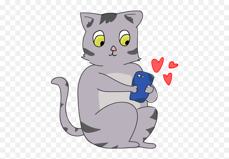 Funny Cat Emoji Stickers - Cartoon,Gray Cat Emoji