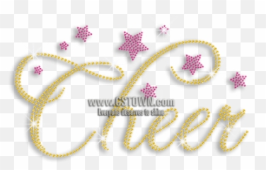 Sparkle Word of Cheer and Pink Stars Rhinestone Iron - Needlework Emoji