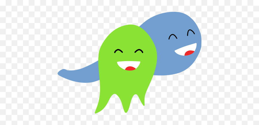 Two Smiling Ghosts - Clip Art Emoji,Ghost Emoji