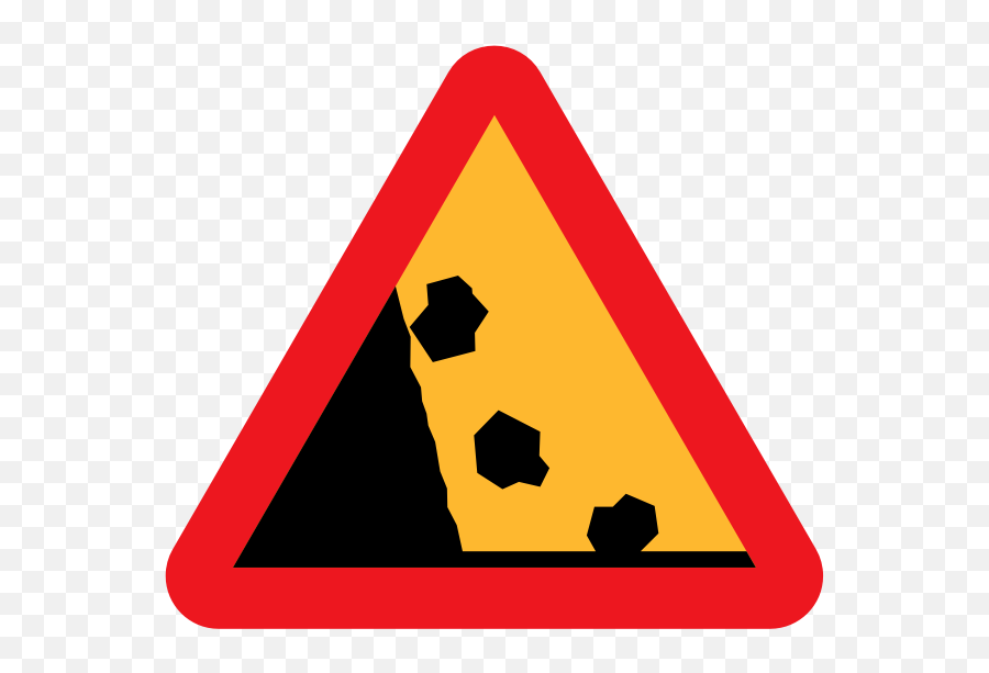 Falling Rocks Vector Road Sign - Falling Rocks Road Signs Emoji,Stone Rock Emoji