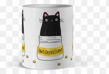 Pink Funny Mugs - Camiseta Cat Antidepressant Emoji,Cow Coffee Emoji
