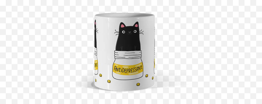 Pink Funny Mugs - Camiseta Cat Antidepressant Emoji,Cow Coffee Emoji