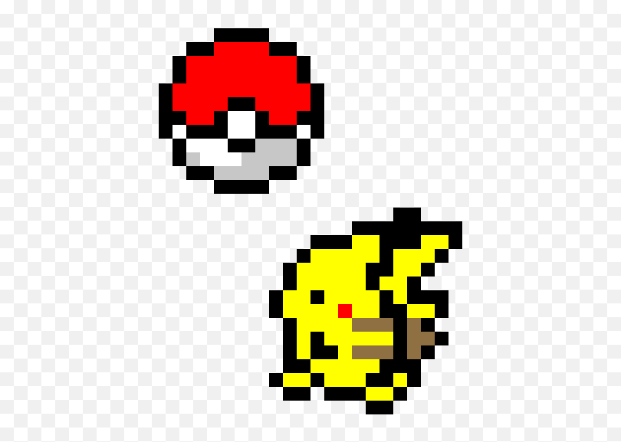 Pikachu And Pokeball Pixel Art - Pixel Art Pokemon Ash Y Pikachu Emoji,Pokeball Emoji