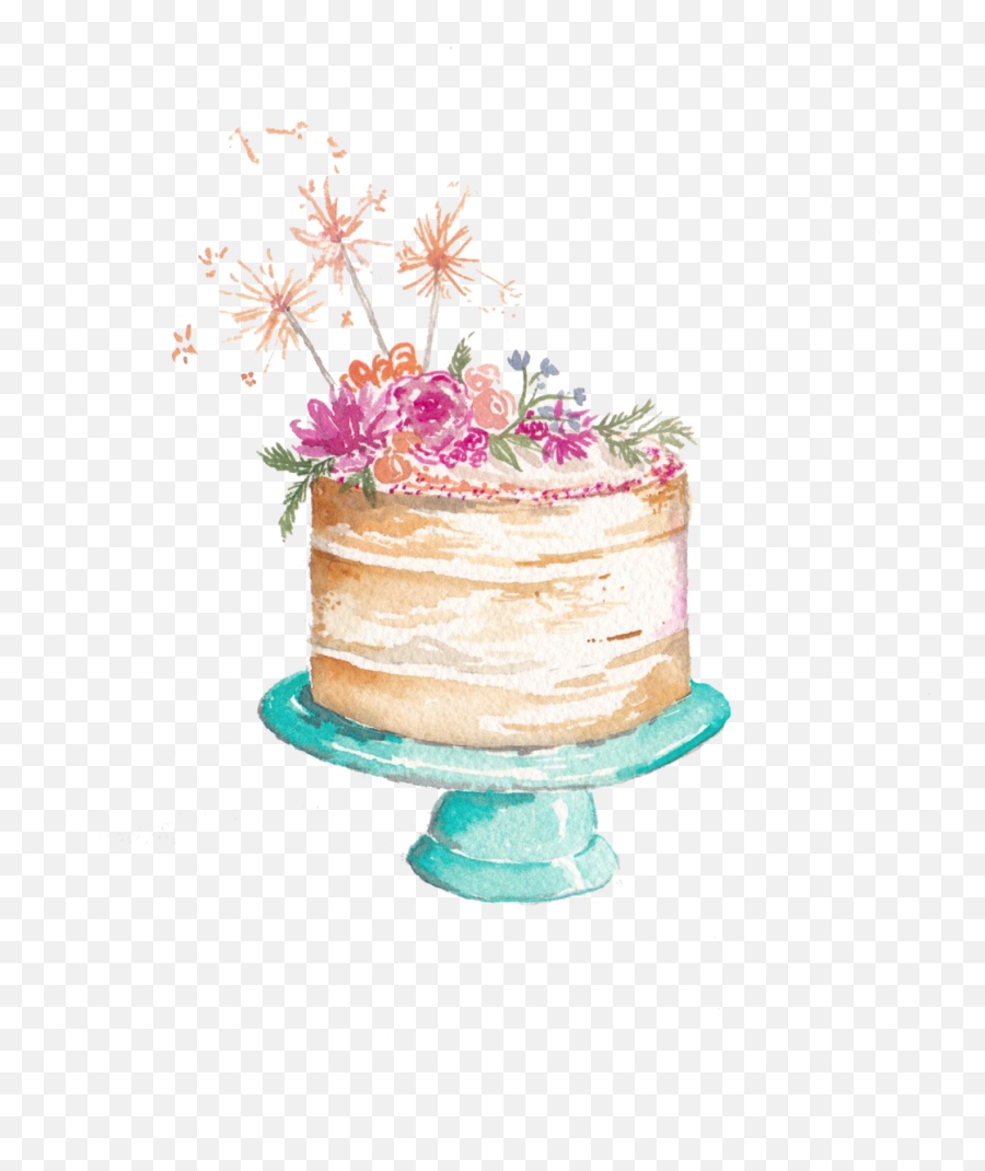 Download Icing Sugar Watercolor Wedding Cake Frosting - Watercolor Cake Png Free Emoji,Cake Emoticon