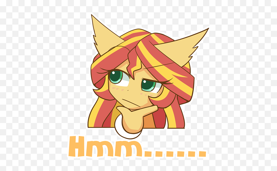 2248291 - Safe Artisthowxu Sunset Shimmer Anthro Cartoon Emoji,The Hmm Emoji