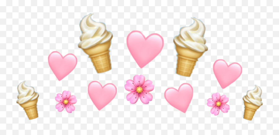 Icecream Cute Sticker - Ice Cream Heart Crown Emoji,Emoji Ice Cream