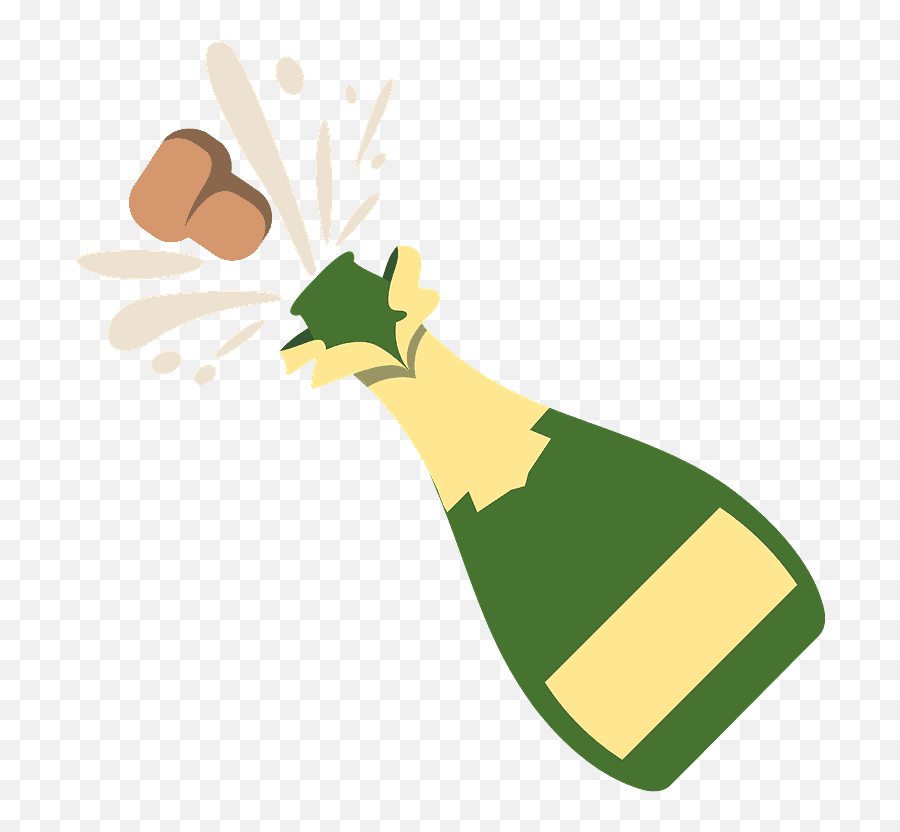 Bottle With Popping Cork Emoji Clipart - Champagne Bottle Popping Silhouette,Champagne Bottle Emoji