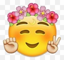 Flower Emoji Sticker Flowercrown Kawaii Cute Love Sprin - Transparent Background Cute Emoji Png,Spring Emoji