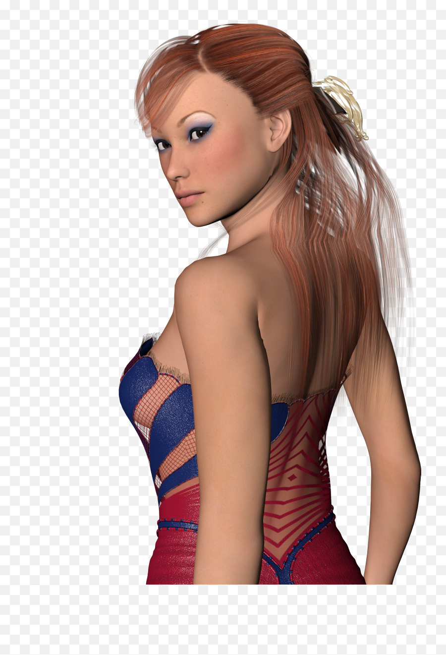 Beautiful Female 3d Model In Corset - 3 D Model Girl Emoji,Emoji Sports Bra