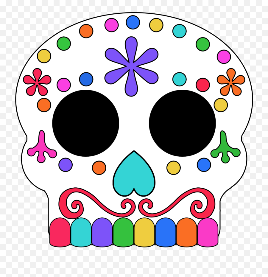 Colored In Day Of The Dead Sugar Skull - Sugar Skull Mask Png Emoji,Sugar Skull Emoji