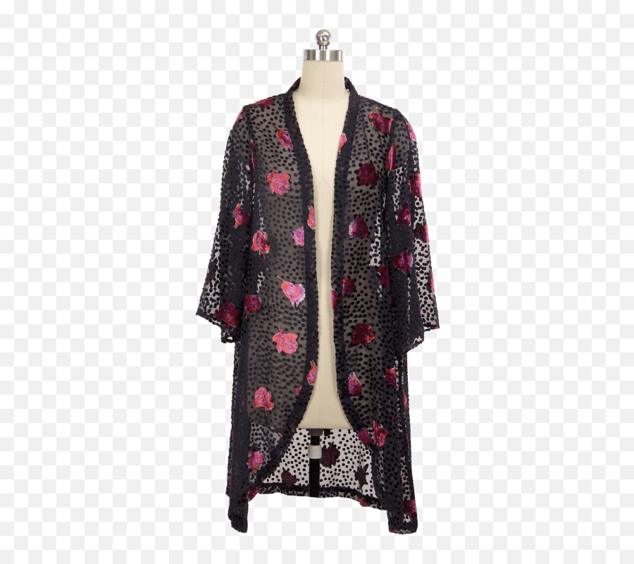 Saachi Black Night Rose Velvet Kimono - Cardigan Emoji,Emoji Two Piece Outfit