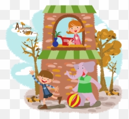 Kids Autumn Elephant Wall Sticker - TenStickers Illustration Emoji
