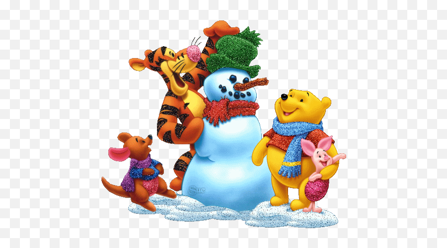 Snowmen Glitter New Year Pictures Glitter Pictures - Happy New Year 2019 Winnie The Pooh Emoji,Freezing Emoticons