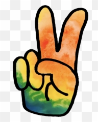 Peace Sign Hand - Tiedye Transparent Png Original Size Background Clipart Emoji