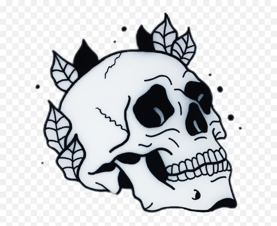 Cranium Skull Death Roses Sticker By Killjoytioner - Side Simple Side Skull Outline Emoji,Death Skull Emoji