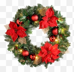 Red Christmas Wreath PNG File Mart - Holiday Wreaths Png Transparant Emoji