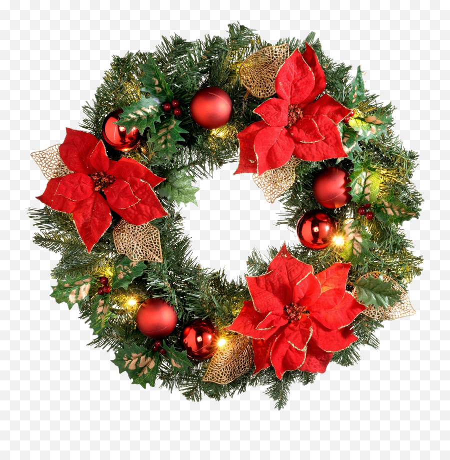Red Christmas Wreath Png File Png Mart - Holiday Wreaths Png Transparant Emoji,Christmas Eve Emoji