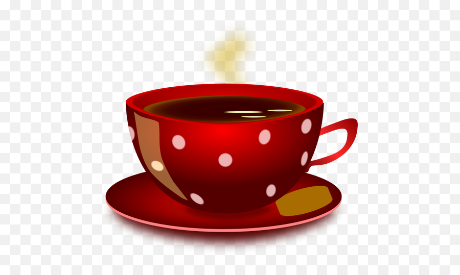 Red Spotty Tea Cup With Saucer And - Clip Art Of Tea Cup Emoji,Sipping Tea Emoji