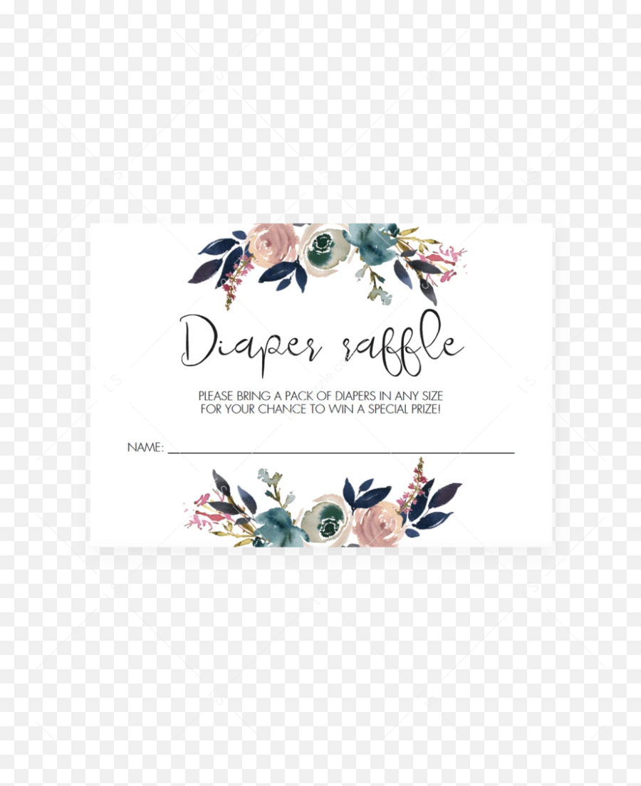 Floral Watercolor Baby Shower Diaper Raffle Ticket Template - Baby Shower Emoji,Ticket Emoji